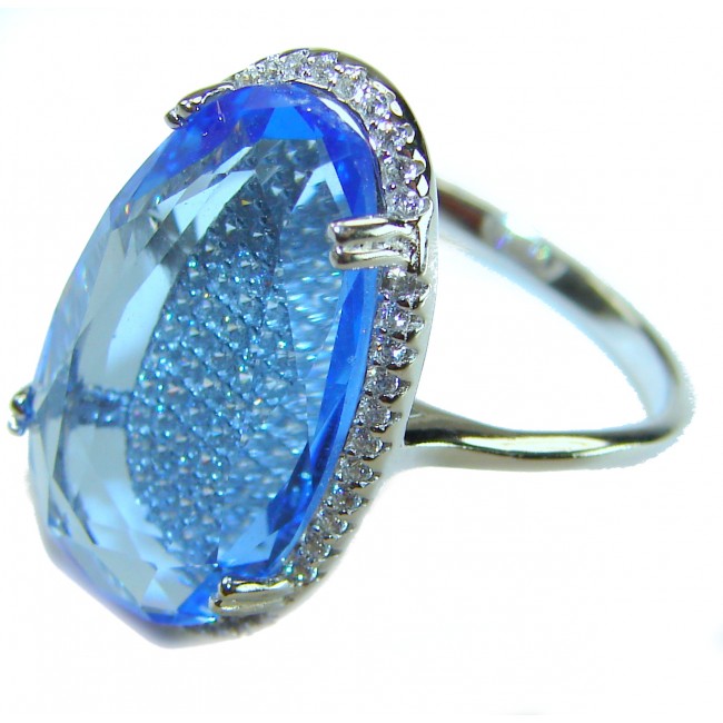 Eau Pure 12.5 carat AQUAMARINE .925 Sterling Silver Handcrafted Ring size 8 - photo 1