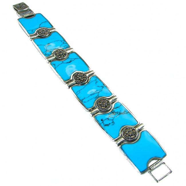 Luxurious one of a kind 65.8 carat Sleeping Beauty Turquoise .925 Sterling Silver handmade Bracelet