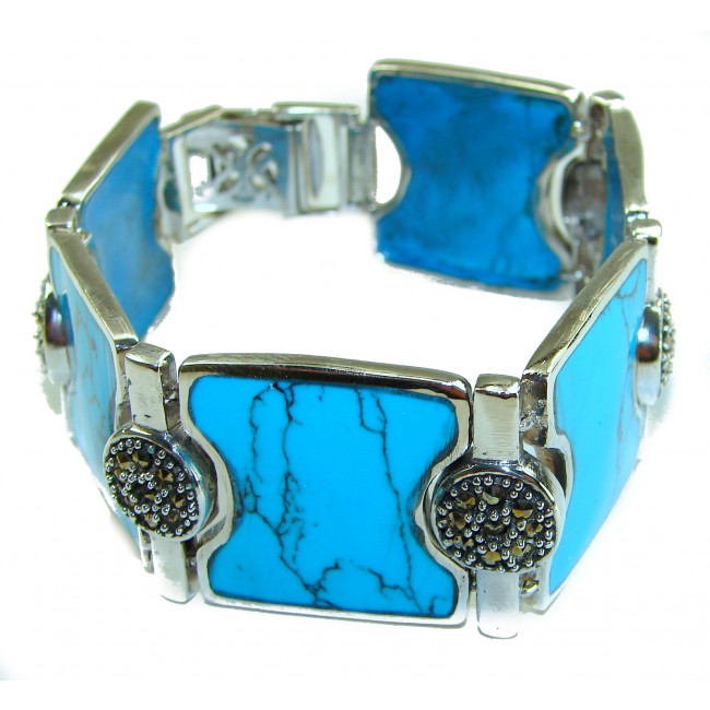 Luxurious one of a kind 65.8 carat Sleeping Beauty Turquoise .925 Sterling Silver handmade Bracelet