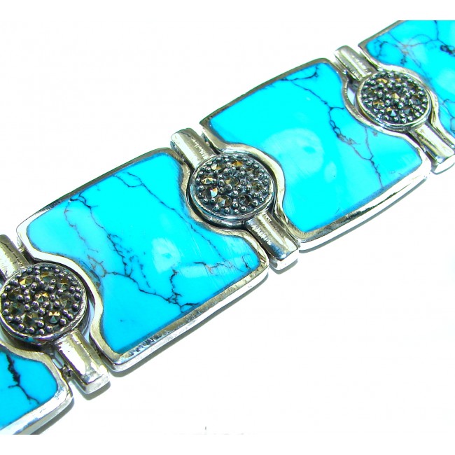 Luxurious one of a kind 65.8 carat Sleeping Beauty Turquoise .925 Sterling Silver handmade Bracelet