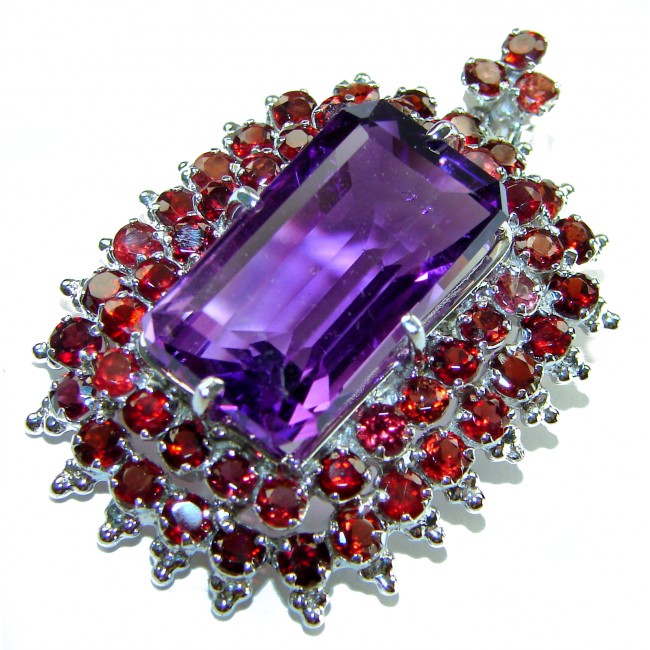 Mademoiselle - Vintage Design 32.4 CARAT authentic Amethyst .925 Sterling Silver handcrafted Pendant