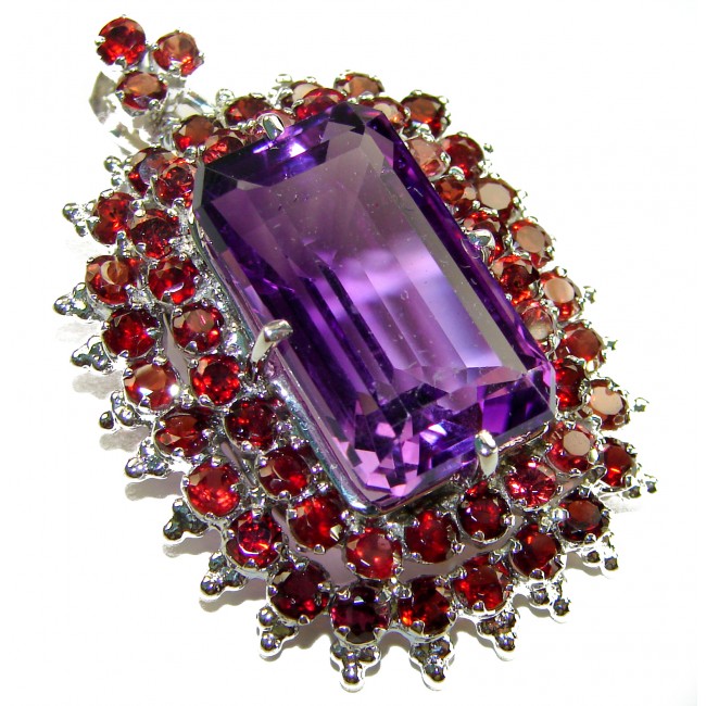 Mademoiselle - Vintage Design 32.4 CARAT authentic Amethyst .925 Sterling Silver handcrafted Pendant