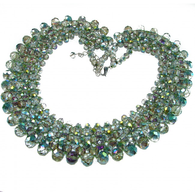 125.8 grams Natural Moonlight Gems .925 Sterling Silver handmade Necklace