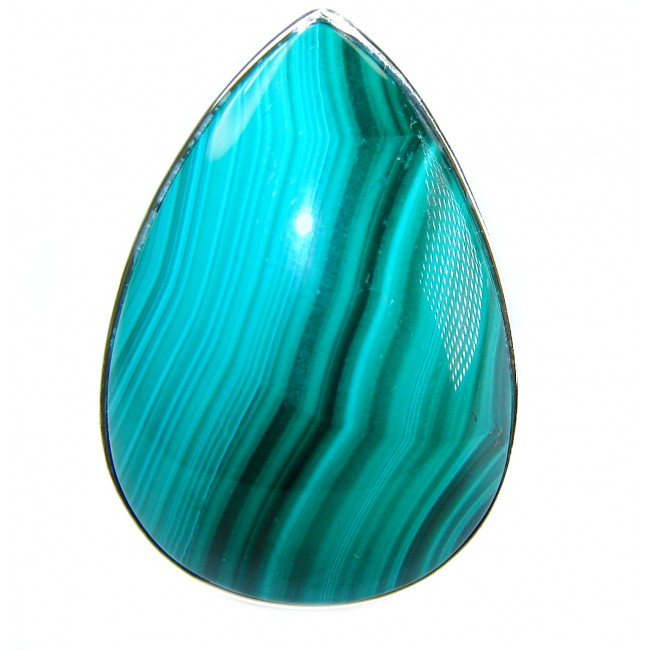 25.5 CARAT genuine Malachite .925 Sterling Silver handcrafted ring size 7 adjustable