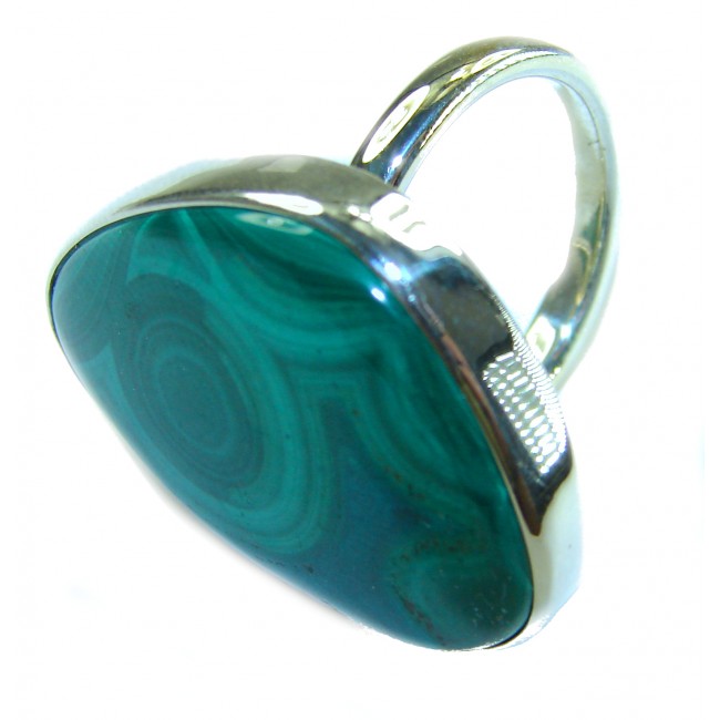18.5 CARAT genuine Malachite .925 Sterling Silver handcrafted ring size 7 adjustable