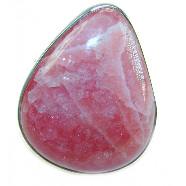 Strawberry Fields - 28.8 CARAT Argentinian Rhodochrosite .925 Sterling Silver handmade ring size 8