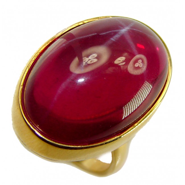 Bellezza Genuine 36.5 CARAT Star Ruby .925 Sterling Silver Large Statement Ring size 8 - Close-up of Bellezza 36.5 carat star ruby ring in sterling silver.