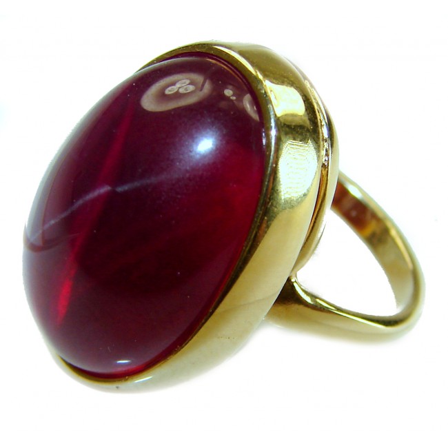 Bellezza Genuine 36.5 CARAT Star Ruby .925 Sterling Silver Large Statement Ring size 8 - Side view of Bellezza 36.5 carat star ruby in silver setting.