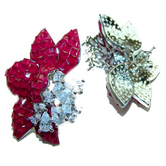 Giovanna - Authentic 22.9 carat Ruby .925 Sterling Silver handcrafted earrings