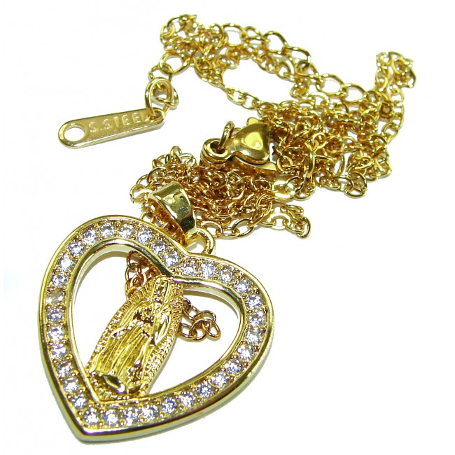 Holy Mary - Vintage design - 10K Gold over 925 Sterling Silver handcrafted Necklace - photo 2