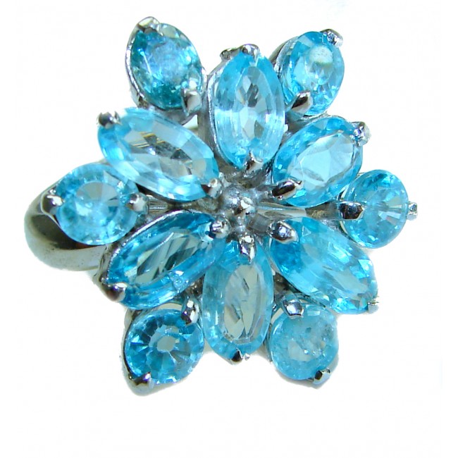 21.5 carat Swiss Blue Topaz .925 Sterling Silver handmade Statement Ring size 7