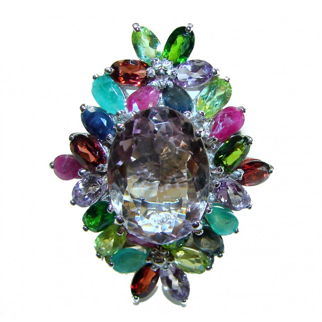 Isabella 15.5 carat autentic Ametrine .925 Sterling Silver handmade Ring s. 9