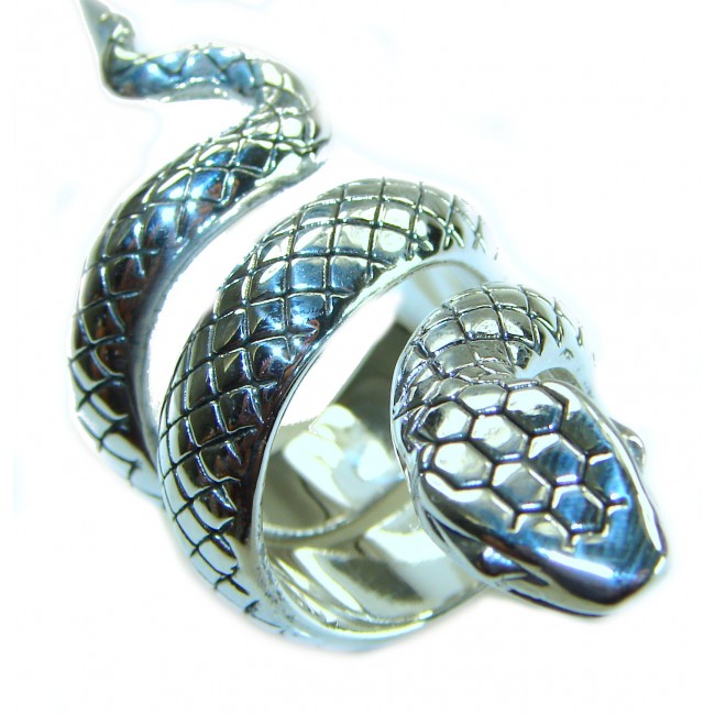 Large Boa Snake .925 Sterling Silver handcrafted Statement SPINAL Ring size 7