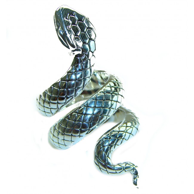 Large Boa Snake .925 Sterling Silver handcrafted Statement SPINAL Ring size 7