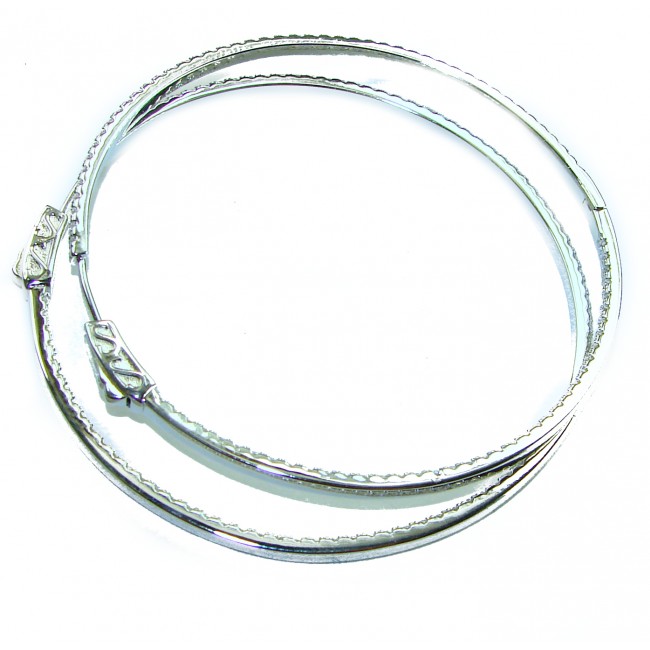 UNIQUE 2 inches long WHITE SAPPHIRE .925 Sterling Silver handmade Hoop Earrings