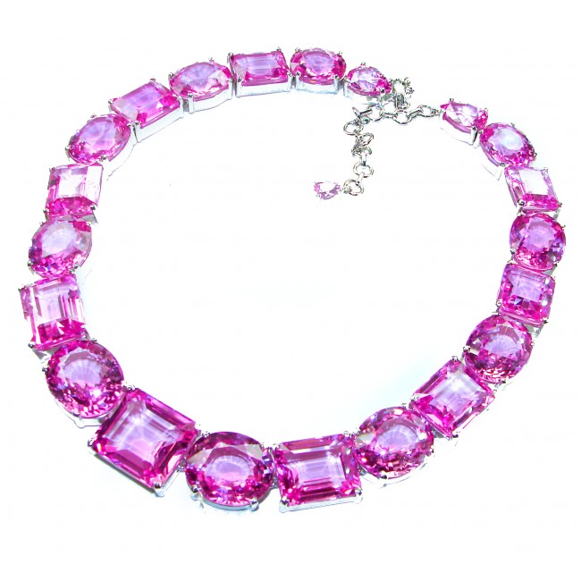 Tiffany - Magnificent Pink 284.5 carat Pink Sapphire .925 Sterling Silver handcrafted Large Statement necklace, 205.8 grams
