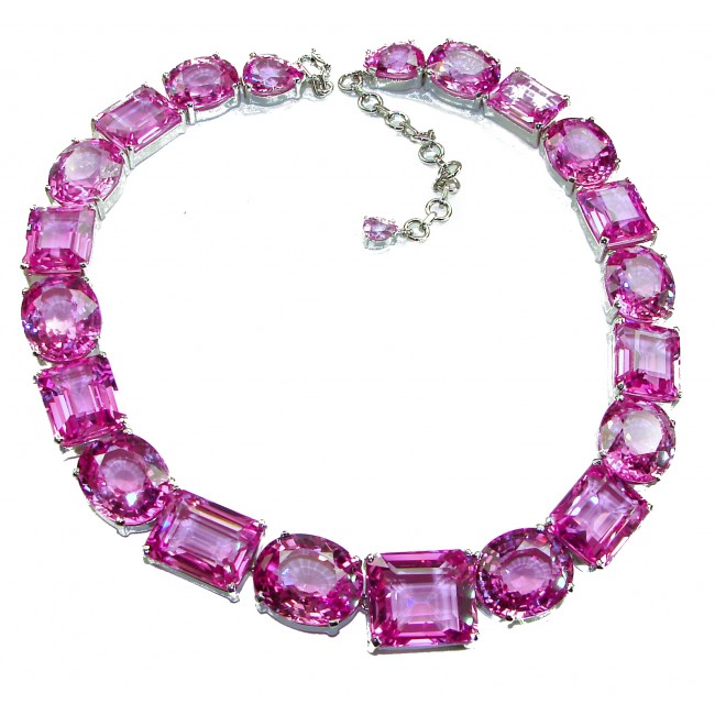Tiffany - Magnificent Pink 284.5 carat Pink Sapphire .925 Sterling Silver handcrafted Large Statement necklace, 205.8 grams