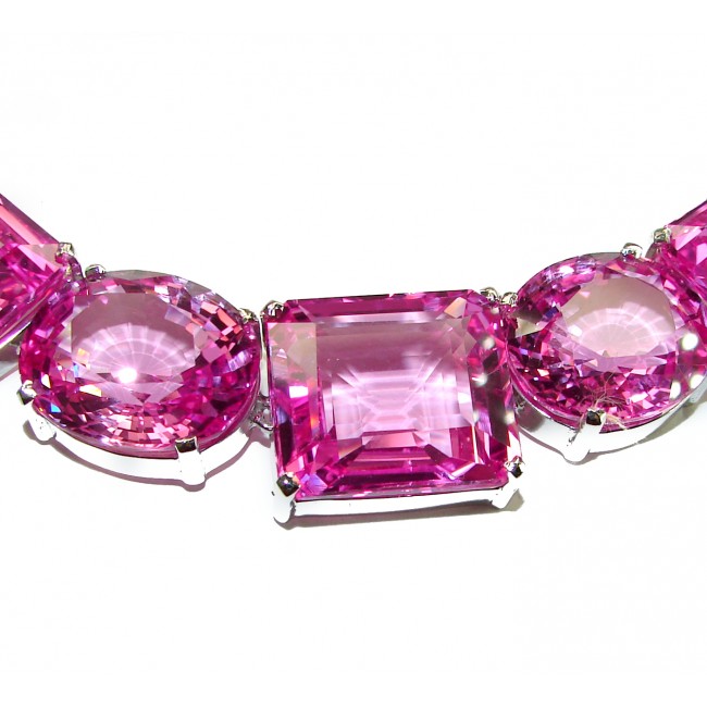 Tiffany - Magnificent Pink 284.5 carat Pink Sapphire .925 Sterling Silver handcrafted Large Statement necklace, 205.8 grams