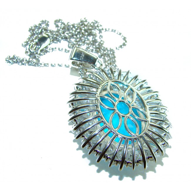 A Wild Ocean genuine 19.2 carat Paraiba Tourmaline .925 Sterling Silver handmade Statement necklace