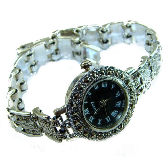 Precious Marcasite .925 Sterling Silver handmade Bracelet Watch