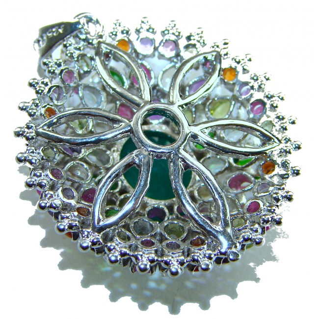 Power of Life Very Unique 11.5 CARAT Green Jade Multigem .925 Sterling Silver handcrafted pendant