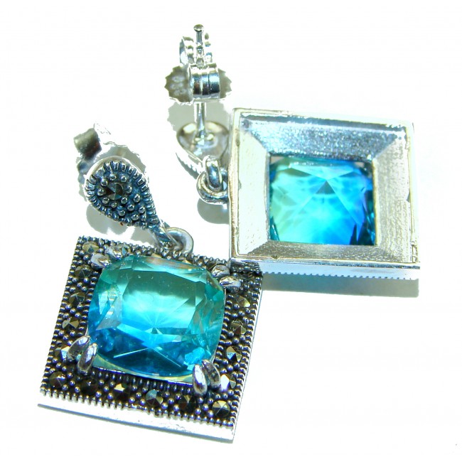Divine Beauty 9.5 carat Aquamarine .925 Sterling Silver Handcrafted Earrings