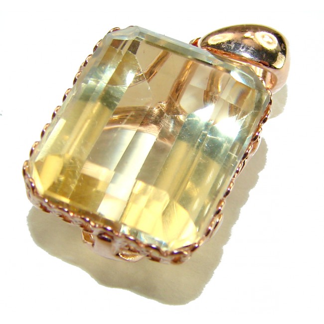Baquette cut 10.3 carat Lemon Quartz 18K Gold over .925 Sterling Silver handcrafted pendant