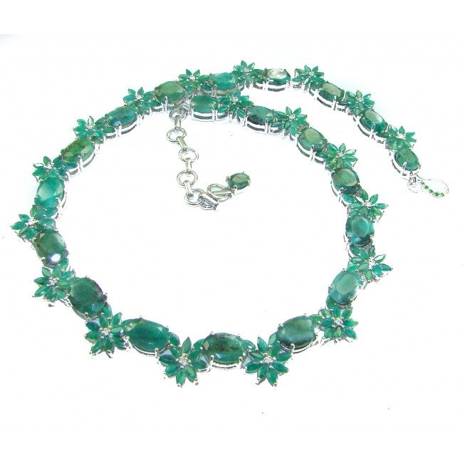 Born to Glam authentic 272.9 carat Colombian Emerald .925 Sterling Silver handcrafted Statement necklace