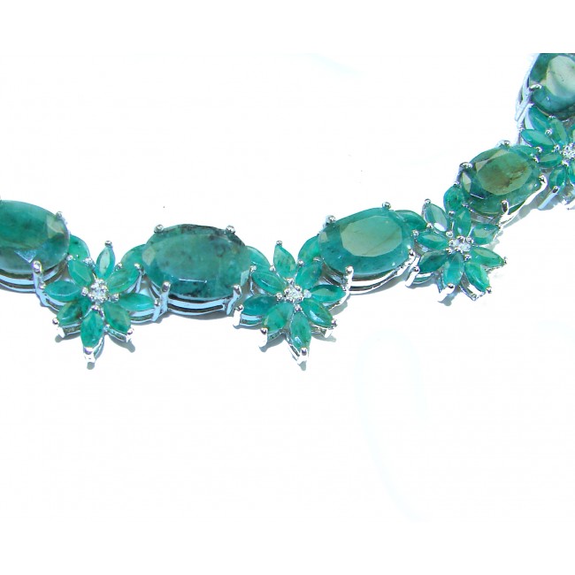 Born to Glam authentic 272.9 carat Colombian Emerald .925 Sterling Silver handcrafted Statement necklace