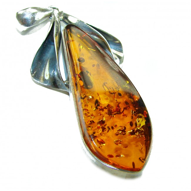 Prehistoric Authentic Baltic Amber .925 Sterling Silver beautifully handcrafted Pendant