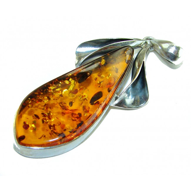 Prehistoric Authentic Baltic Amber .925 Sterling Silver beautifully handcrafted Pendant