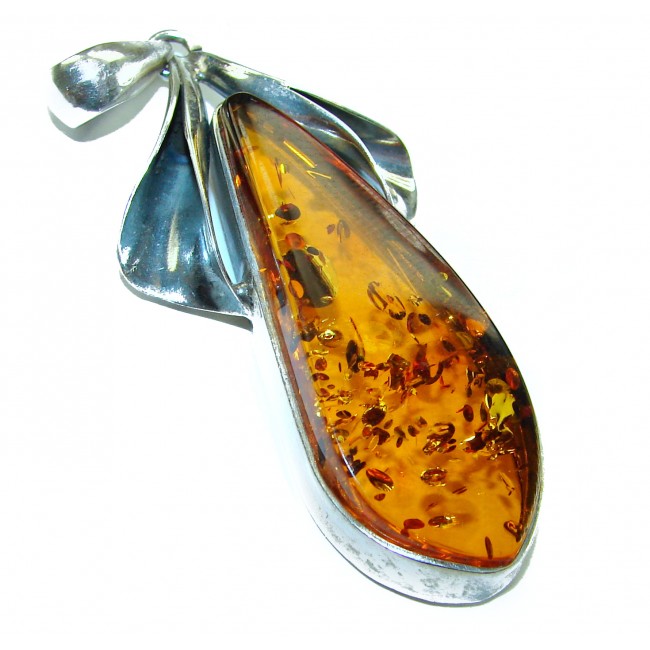 Prehistoric Authentic Baltic Amber .925 Sterling Silver beautifully handcrafted Pendant