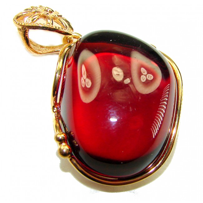 Prehistoric cognac Authentic Baltic Amber 14K Gold over.925 Sterling Silver beautifully handcrafted Pendant