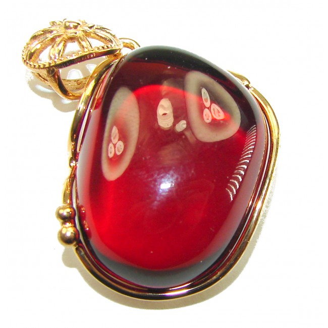 Prehistoric cognac Authentic Baltic Amber 14K Gold over.925 Sterling Silver beautifully handcrafted Pendant