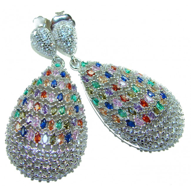 Very Unique 11.6 carat Watermelon Tourmaline from Mozambique .925 Sterling Silver handcrafted earrings