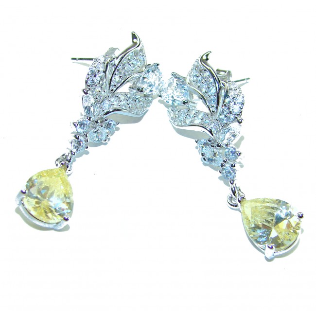 Authentic 4.5 carat Citrine .925 Sterling Silver brilliantly handcrafted earrings - photo 2