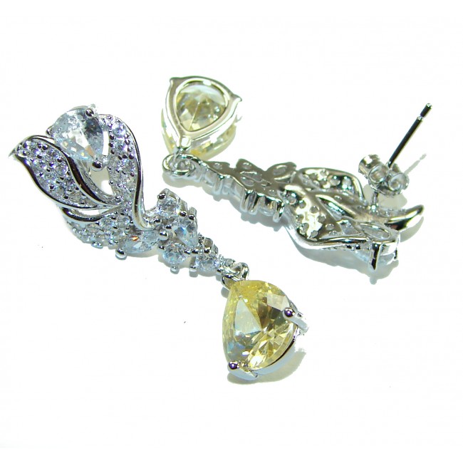 Authentic 4.5 carat Citrine .925 Sterling Silver brilliantly handcrafted earrings - photo 1