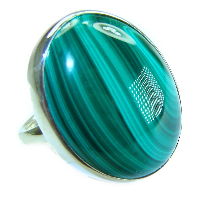 The best quality 20.2 CARAT genuine Malachite from Ural Mountains .925 Sterling Silver handcrafted ring size 7 adjustable