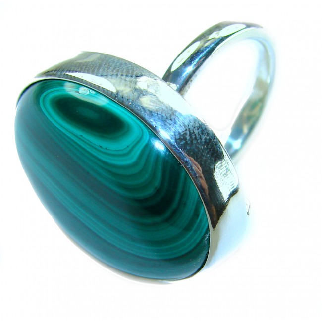 The best quality 20.2 CARAT genuine Malachite from Ural Mountains .925 Sterling Silver handcrafted ring size 7 adjustable