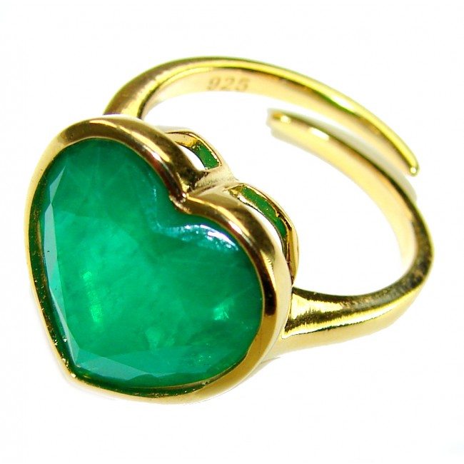 Angels's Heart 12.5 ctw Colombian Emerald .925 Sterling Silver dipped in real 18K Gold Statement Ring size 7