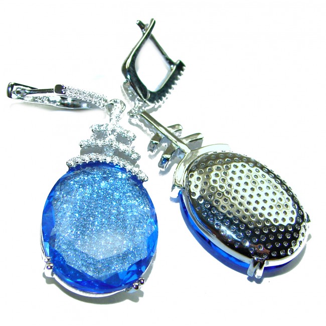 Pacifica 18.5 carat authentic Blue Topaz .925 Sterling Silver Handcrafted Earrings - photo 1