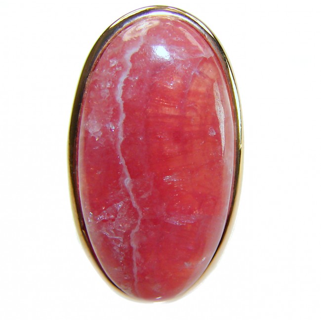 Large top quaity Argentinian Rhodochrosite 18K Gold over .925 Sterling Silver handmade ring size 7