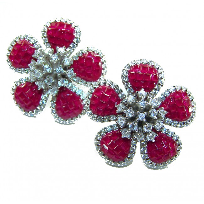 Magnificent Jewel 12.5 carat Ruby .925 Sterling Silver handcrafted incredible earrings