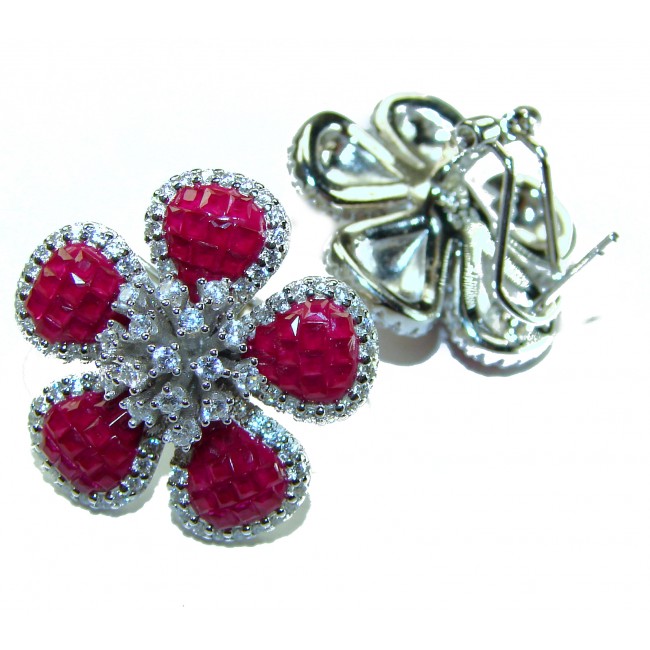 Magnificent Jewel 12.5 carat Ruby .925 Sterling Silver handcrafted incredible earrings