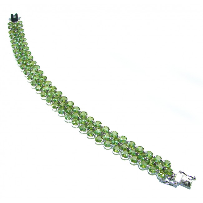 Melissa - Great Masterpiece 102.2 carat genuine Peridot .925 Sterling Silver handmade Statement bracelet