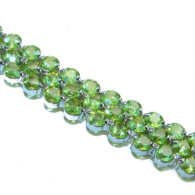 Melissa - Great Masterpiece 102.2 carat genuine Peridot .925 Sterling Silver handmade Statement bracelet