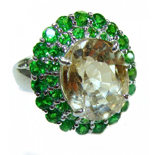 15.5 carat Citrine .925 Sterling Silver Handcrafted Huge Ring size 7