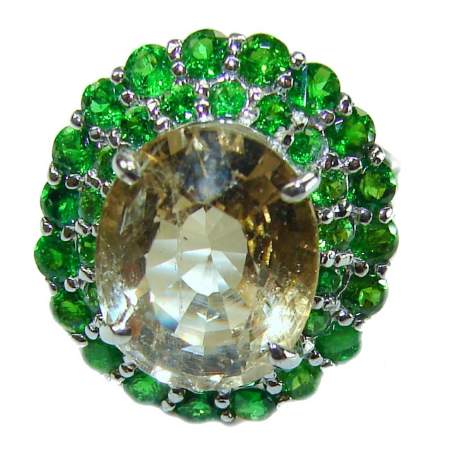 15.5 carat Citrine .925 Sterling Silver Handcrafted Huge Ring size 7