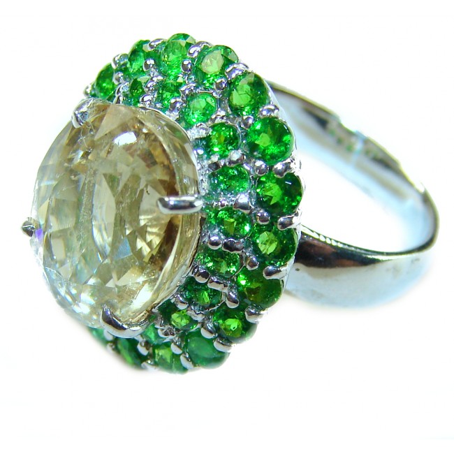 15.5 carat Citrine .925 Sterling Silver Handcrafted Huge Ring size 7
