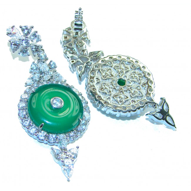Very Unique authentic 14.5 carat Jade .925 Sterling Silver handcrafted earrings